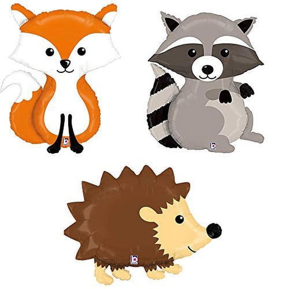 Woodland Raccoon Fox Hedgehog Mylar Balloon Bundle
