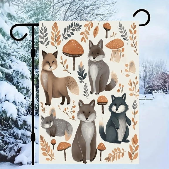Woodland Raccoon Garden Flag Welcome Seasonal Outdoor Decorative Burlap Flag 12 x 18 Inch for Halloween Easter Valentines Day and Christmas
