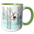 thumbnail image 1 of 3drose, Woodland Reindeer Modern Forest in Soft Green and White, 15oz Two-tone Green Mug, 1 of 6