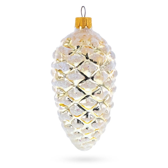 Woodland Retro Style Gold Pinecone Glass Christmas Ornament