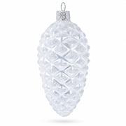 Woodland Retro Style White Pinecone Glass Christmas Ornament