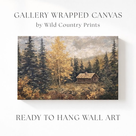 Woodland Rustic Log Cabin Moody Pine Tree Forest Evergreen Woods Poster