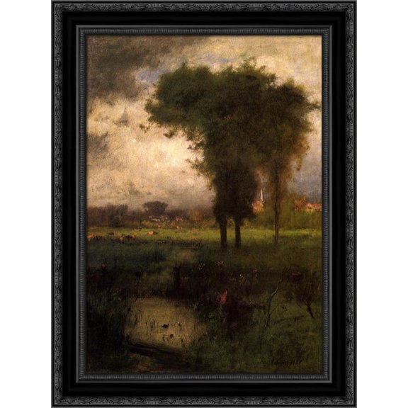 Woodland Scene 20x24 Black Ornate Wood Framed Canvas Art by Inness, George