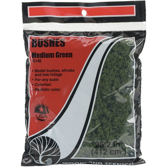 Woodland Scenics Model Scenery - Bushes, 18 cu. in., Medium Green