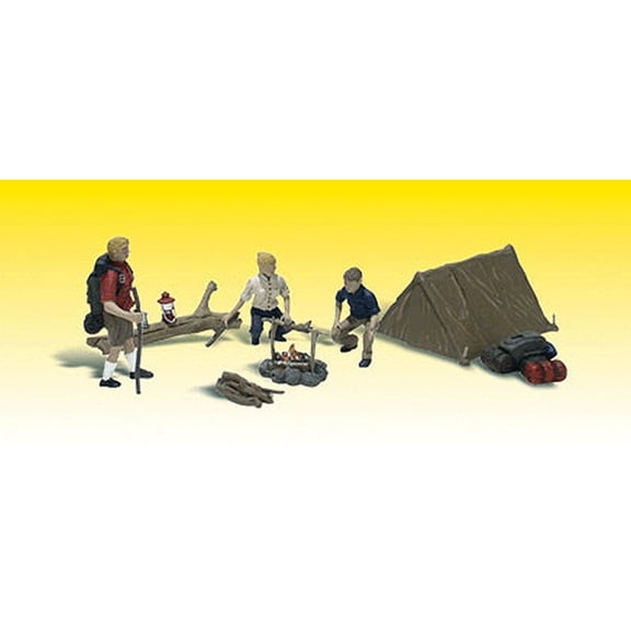 Campers (3) w/Tent & Accessories O Scale Woodland Scenics