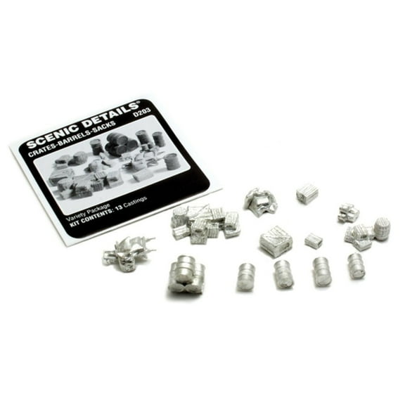 Woodland Scenics D203 Crates/Barrels/Sack/ HO WOOD203