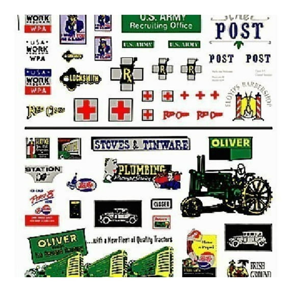 Woodland Scenics Dry Transfer Decals Assorted Logos and Advertising Signs