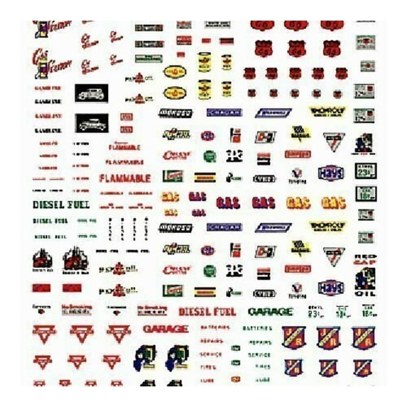Woodland Scenics Dry Transfer Decals Mini Series Service Station Signs