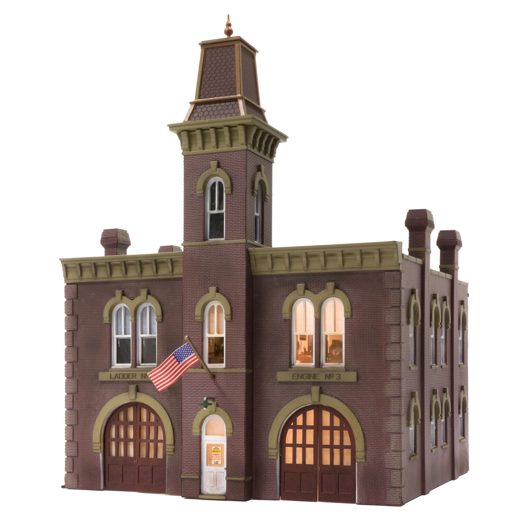 Italianate Style Brick Firehouse Building with LED Lighting