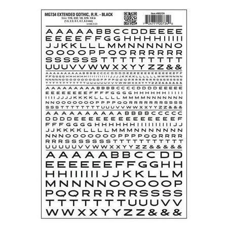 Woodland Scenics MG734 Extended Gothic R.R. Letters Black 1/16-1/4 WOOMG734
