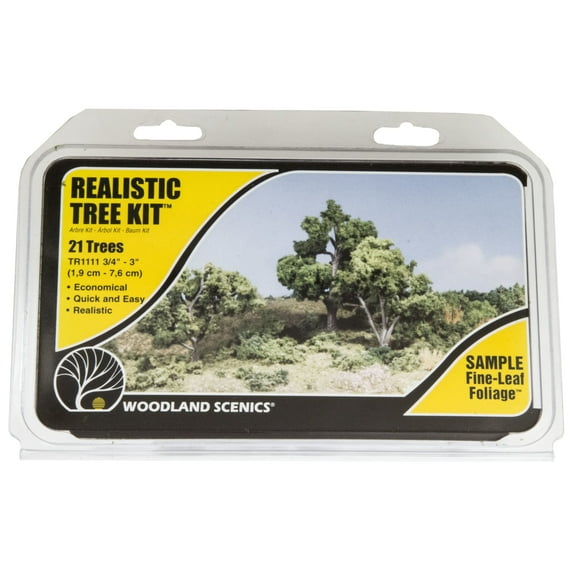 Woodland Scenics Realistic Tree Kit, 3/4 in - 3 in, Medium Green Deciduous Trees