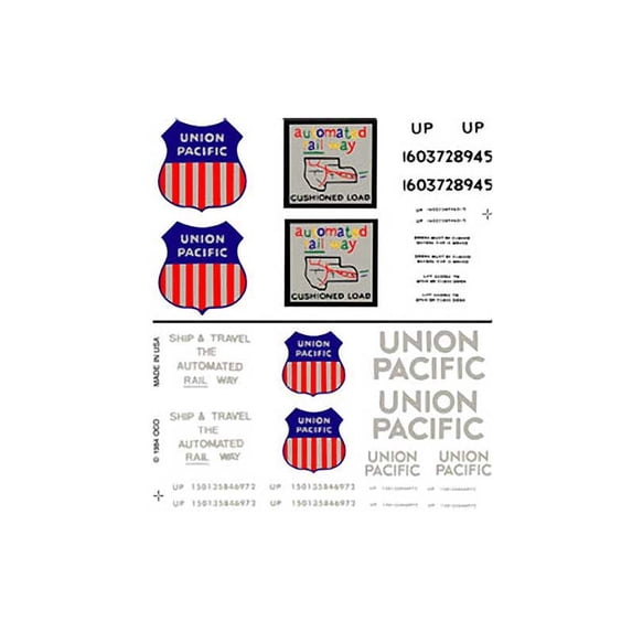 Woodland Scenics DT603 Boxcar Decals Union Pacific HO WOODT603