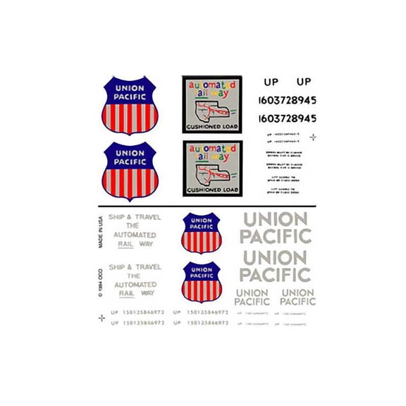 Woodland Scenics DT603 Boxcar Decals Union Pacific HO WOODT603