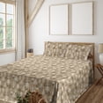 thumbnail image 1 of Ambesonne Woodland Fitted & Flat Sheet with Shams 4 Pcs Set, Bohemian Forest Pine Tree, Full, Pale Yellow Green Cream, 1 of 1