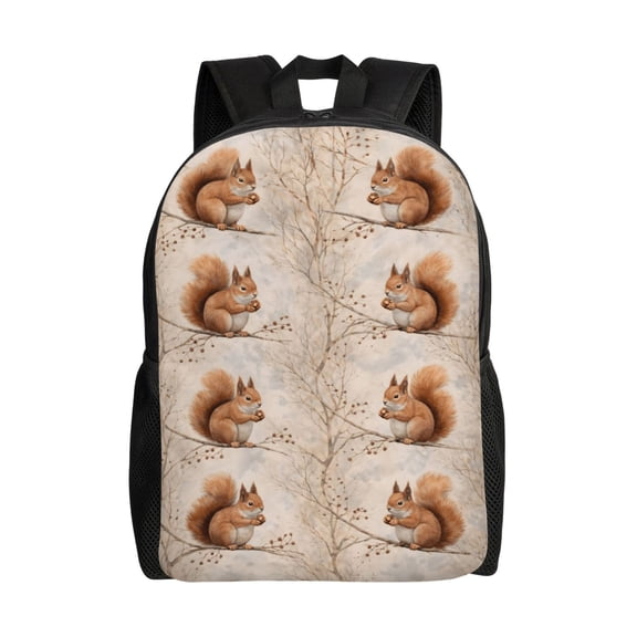 Woodland Squirrel Pattern Backpack Large Capacity Laptop Bag for Men and Women