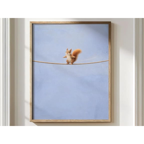 Woodland Squirrel Print, Forest Animal Poster, Unframed Paper Poster 24x36in