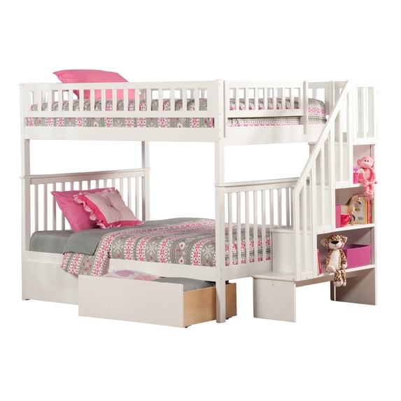 Woodland Staircase Bunk Bed Full over Full in Multiple Colors and Configurations