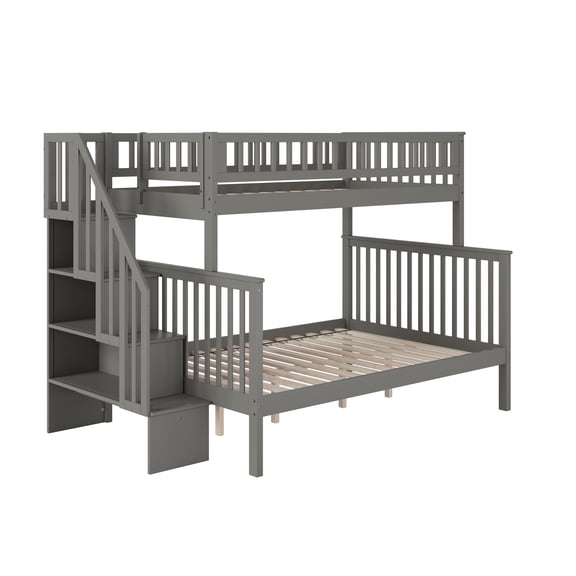 Woodland Staircase Bunk Bed Twin over Full in Grey