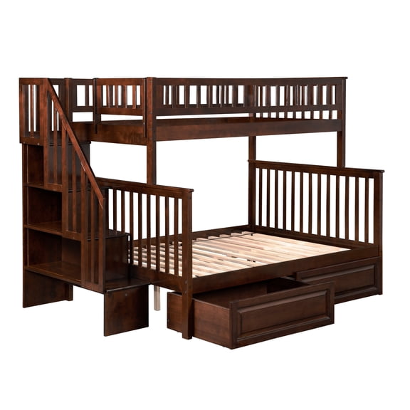 Woodland Staircase Bunk Bed Twin over Full in Multiple Colors and Configurations