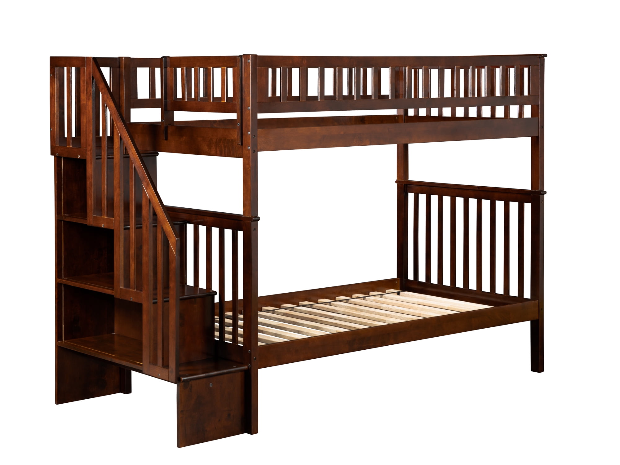 Woodland Staircase Bunk Bed Twin over Twin in Multiple Colors and
