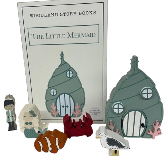 Woodland Story Book Room Decor Figures 7 Pc Set The Little Mermaid 11.75 x 7.8 x 2.5