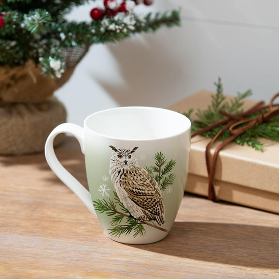 Woodland Storybook Coffee Cup Ceramic Cup O' Java, Owl, 17oz, Gift Box
