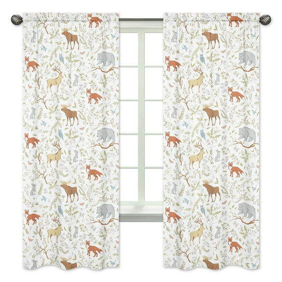 Woodland Toile Semi-Sheer Curtain Panels (Set of 2) by Sweet Jojo Designs