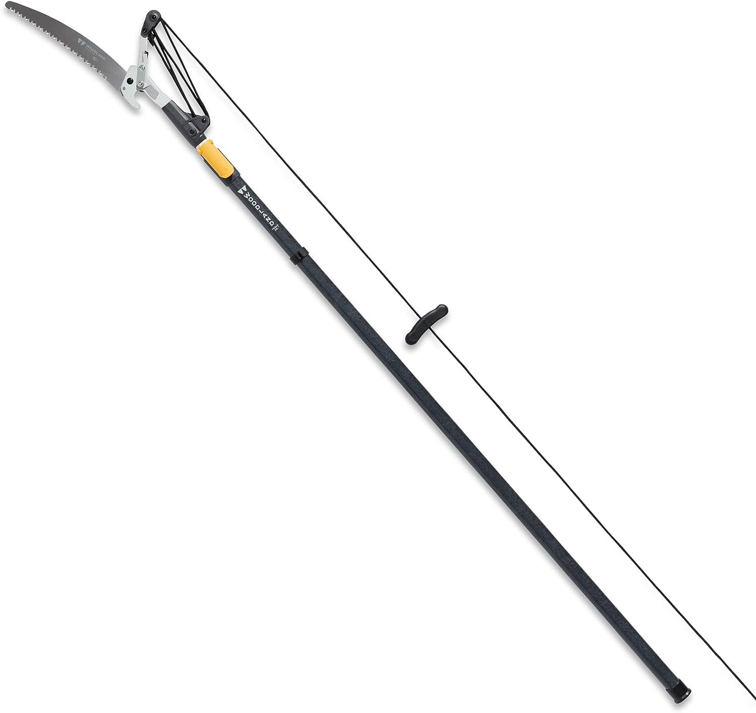 Woodland Tools Co. 12' Extendable Tree Pruner Regular Duty Pole Saw with Double-Locking System and Cord Management for Safe and Efficient Pruning