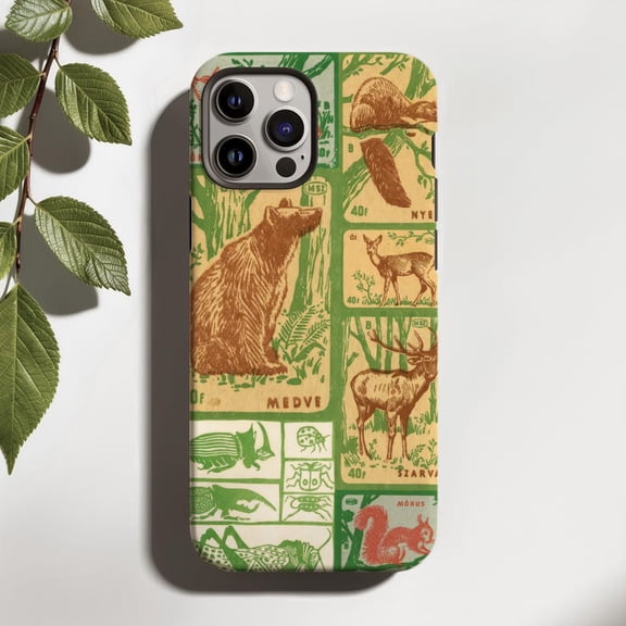 Woodland Tough Phone Case, Forest Wildlife Pattern Protective Matte Cover Compatible with iPhone 12 Pro Max
