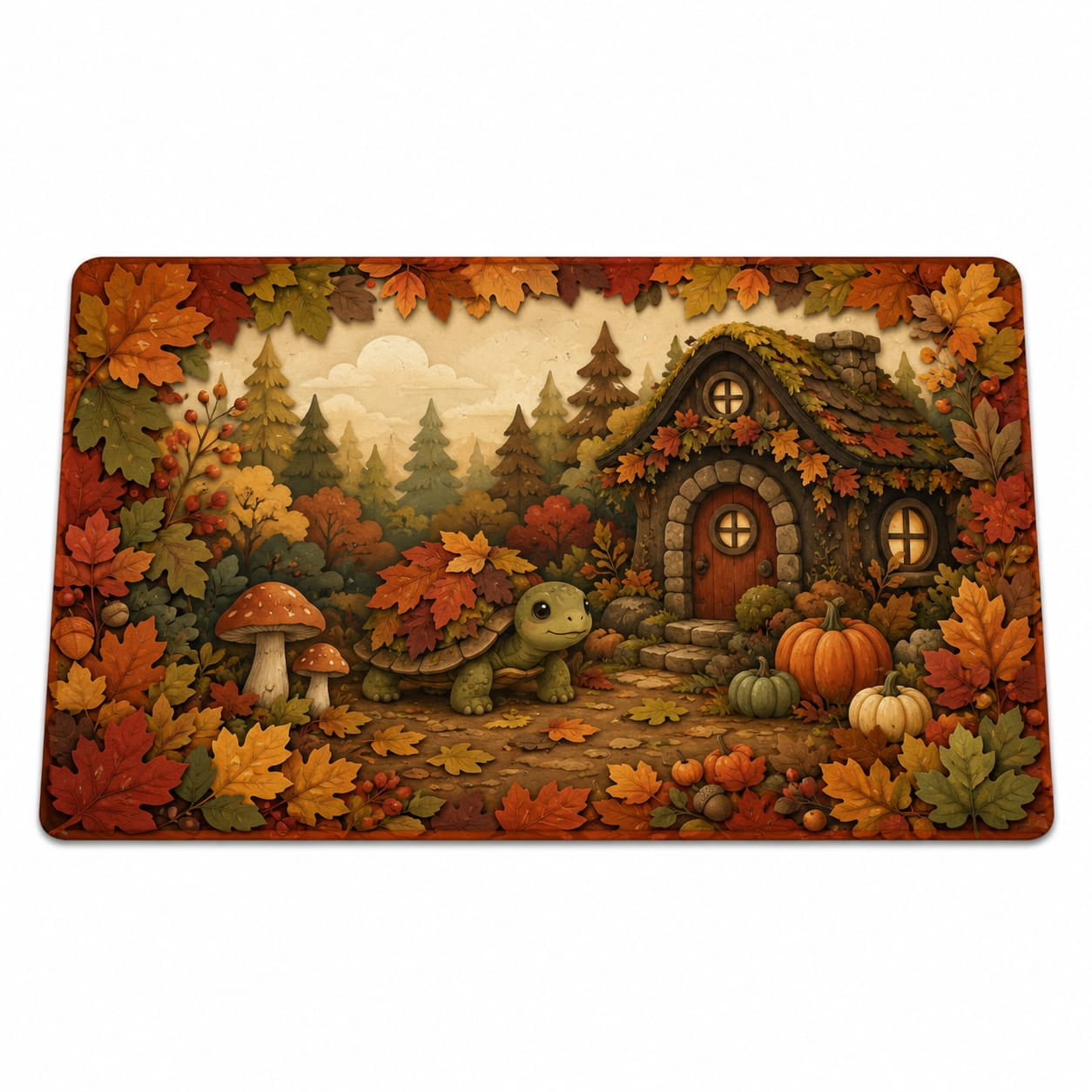 Turtle Outside Rugs Woodland Turtle Enchanted Cottage Rectangle Rug for Bedroom Fall ...