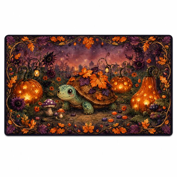 Woodland Turtle Moonless Garden Rectangle Rug for Reading Nook Fall