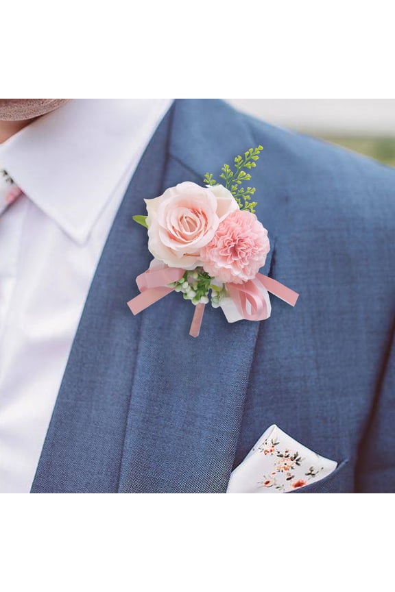 Woodland Wedding Corsage Floral Brooch Pin Bridal Bouquet Boutonniere for Groom Bride Ceremony Reception Party Accessory (1 Piece)
