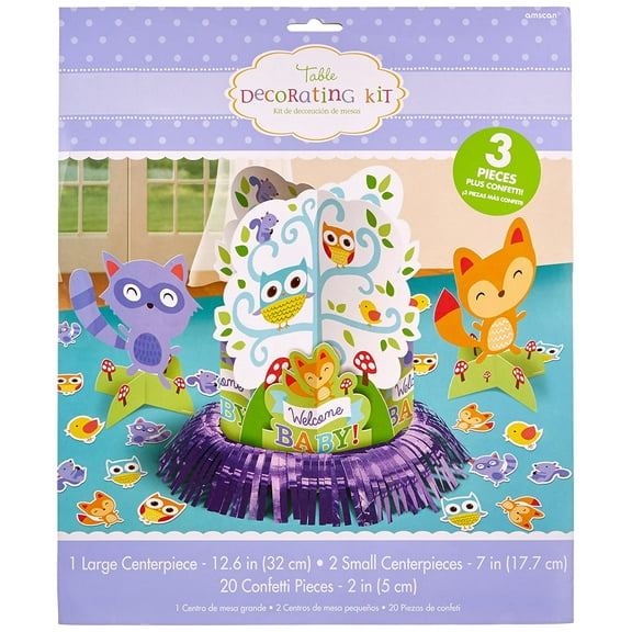 Woodland Welcome Animal Critter Cute Baby Shower Party Table Decorating Kit