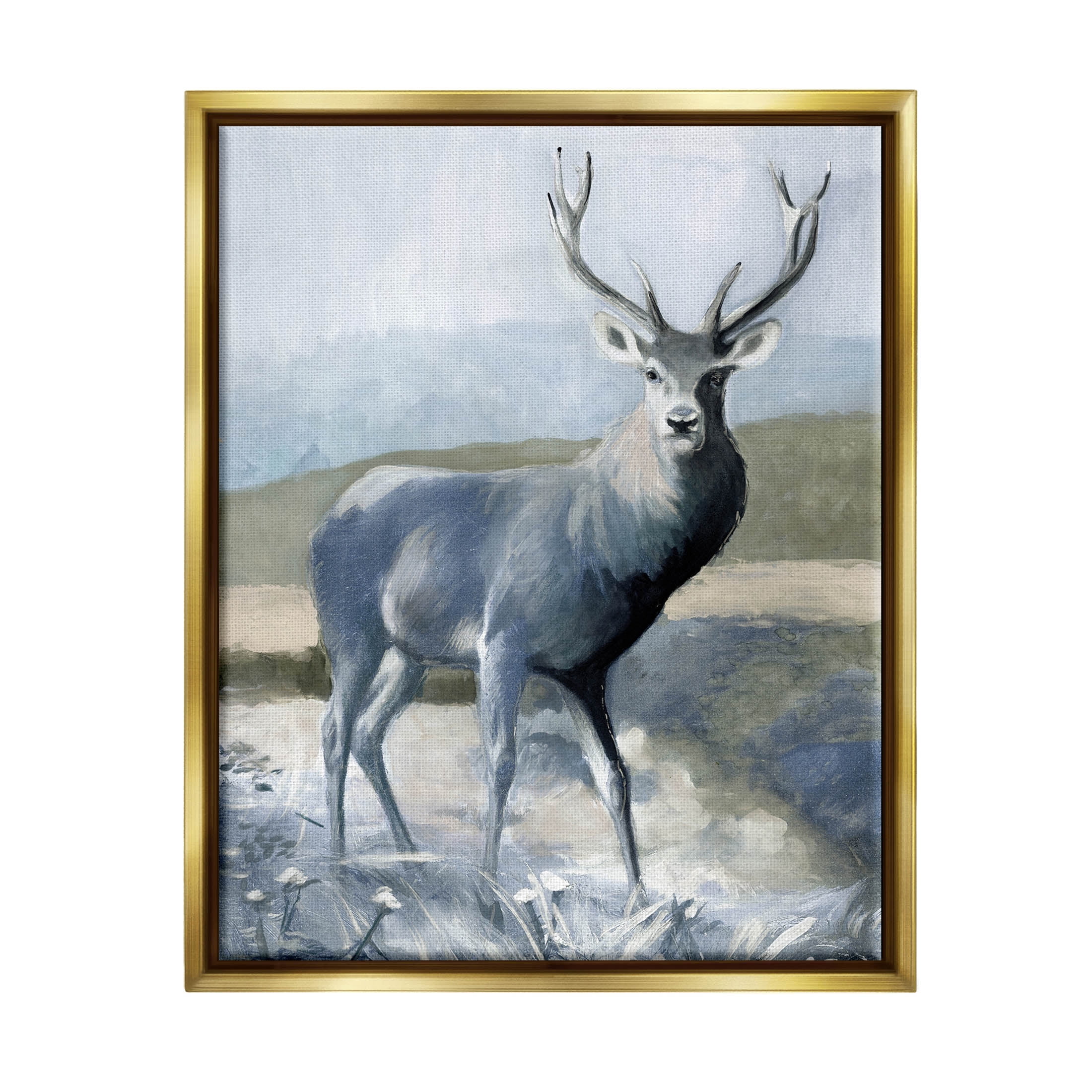 Woodland Wildlife Deer Portrait Animals & Insects Graphic Art Metallic Gold Framed Art Print Wall Art
