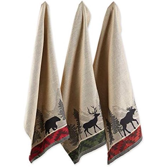 Woodlands Collection Dishtowel Set, 18x28, in The Woods, 3 Piece