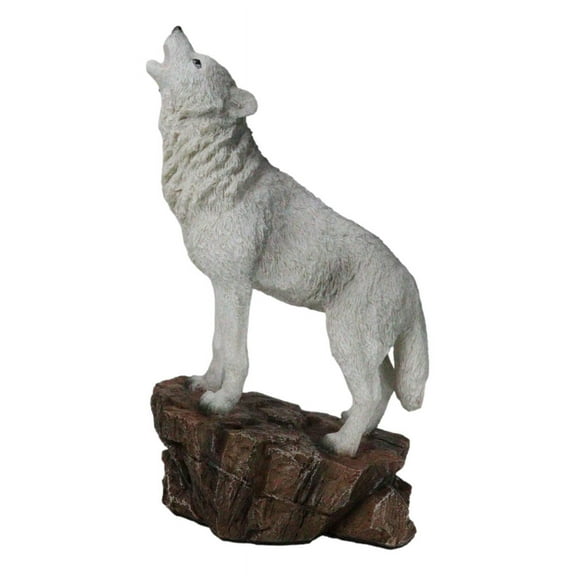 Woodlands Wildlife Mystical Alpha Gray Wolf Howling to The Moon Figurine Decor