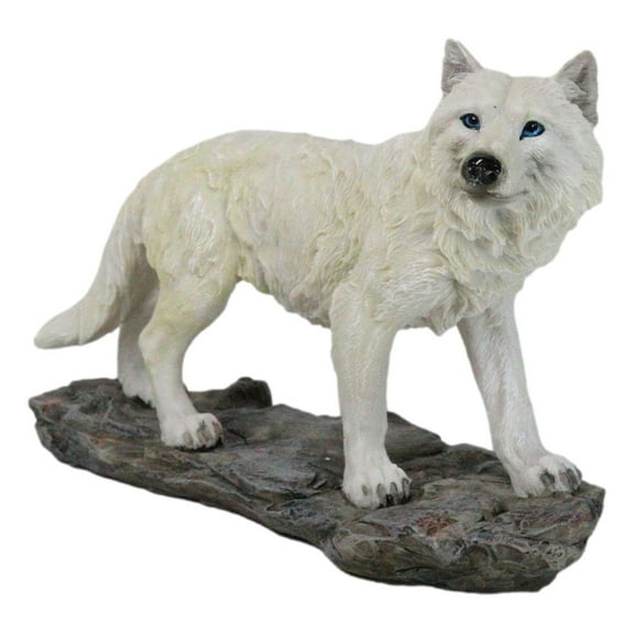 Woodlands Winter Hunter Tundra Snow White Albino Wolf On The Prowl Figurine