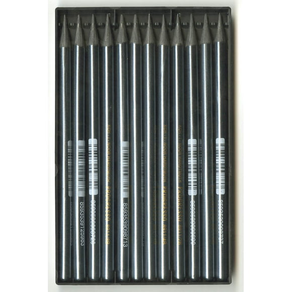 Woodless Graphite Pencil Set, 12 Piece, Assorted Degress in Plastic Tray with Cardboard Sleeve