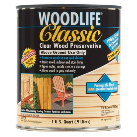 Clear, Woodlife Classic Exterior Wood Preservative-902, 1 qt