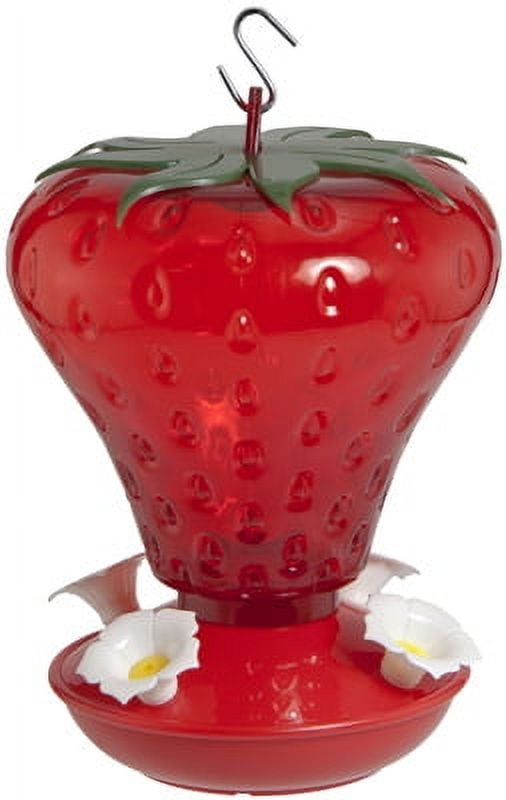 Red Strawberry Shaped Hanging Hummingbird Feeder, 40 oz Plastic