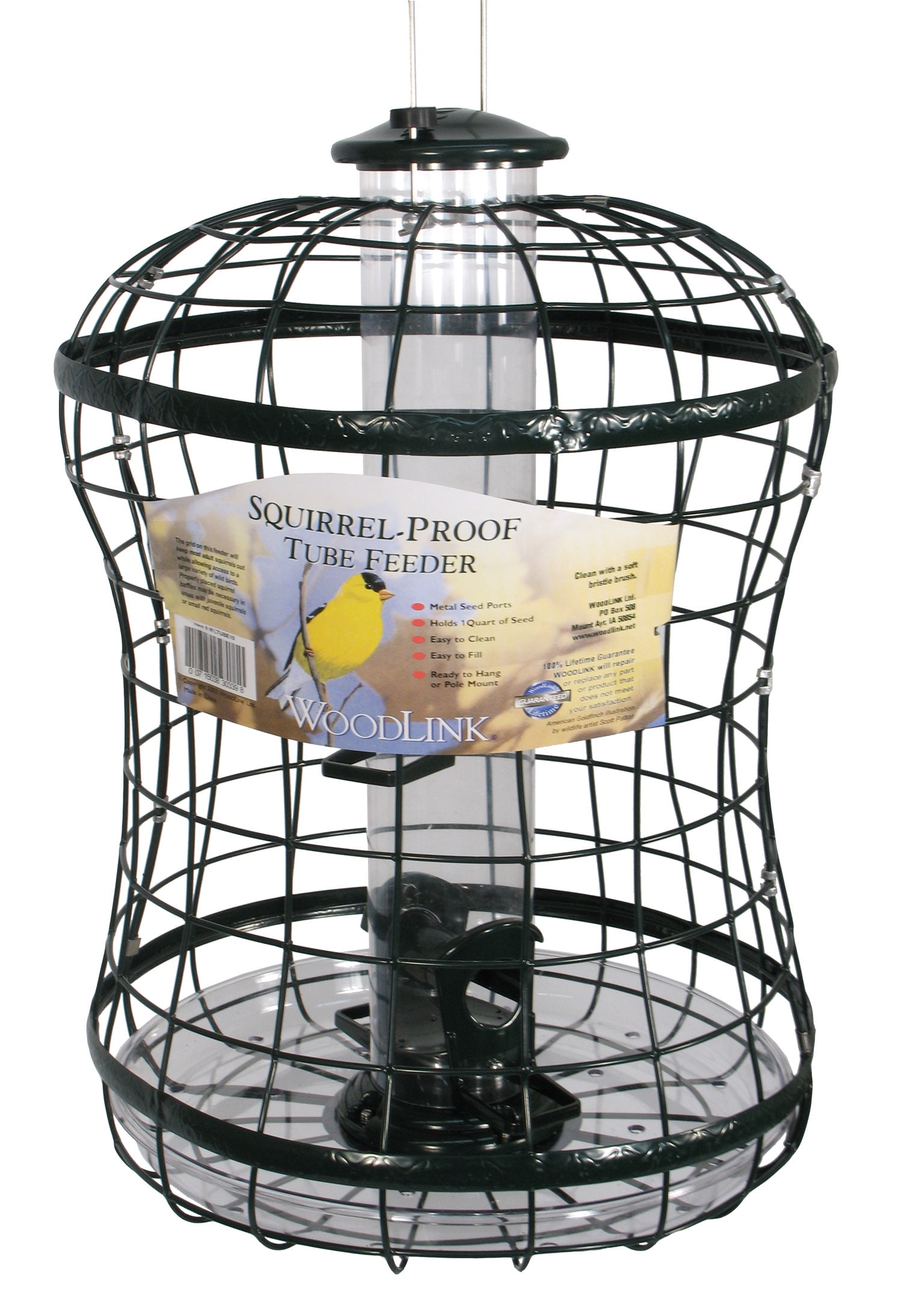 Woodlink Squirrel Resistant Plastic Tube Bird Feeder with Metal Cage