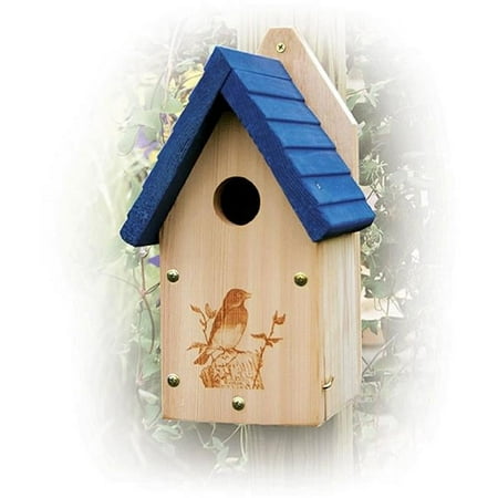 Woodlink Garden Series Wooden Bluebird House - Cedar Wood Nesting Box for Bluebirds