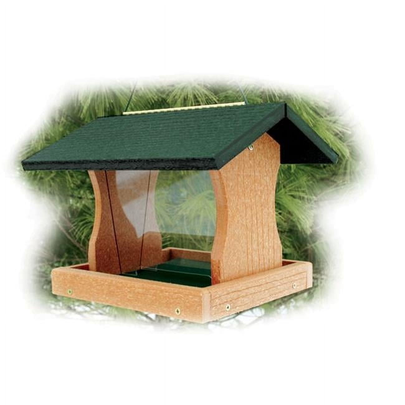 Green and Brown Recycled Plastic Hanging Hopper Bird Feeder