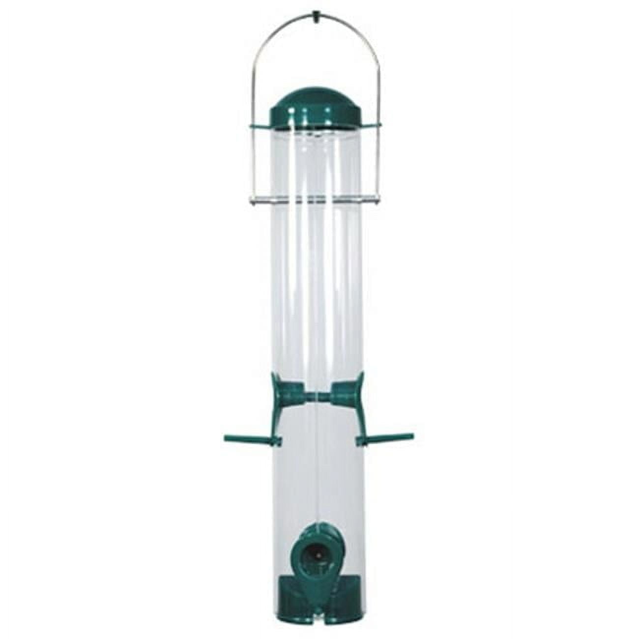 Green Plastic Hanging Tube Bird Feeder, 16"