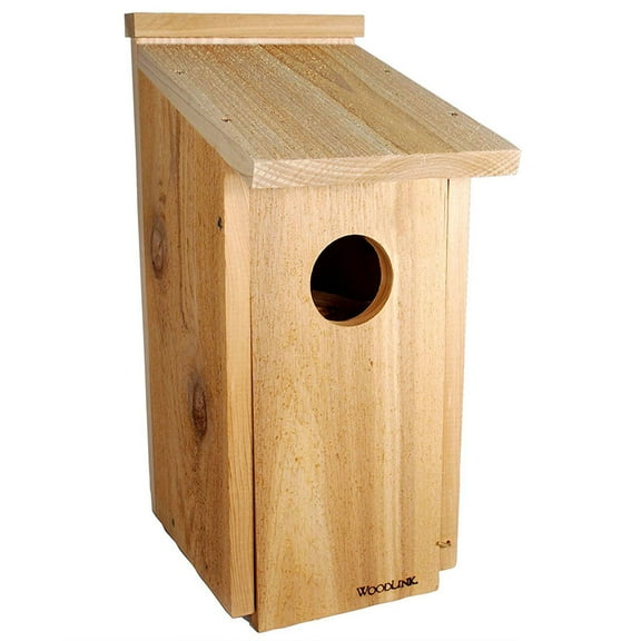 Woodlink Screech Owl & Kestrel Nesting Box, Cedar Birdhouse for Outdoor Bird Shelter
