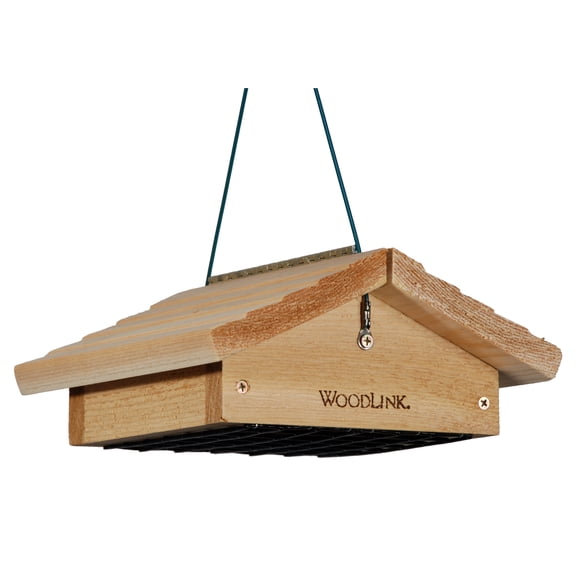 Woodlink Cedar Suet Feeder for Birds, Hanging Cedar Bird Feeder, Holds 2 Suet Cakes