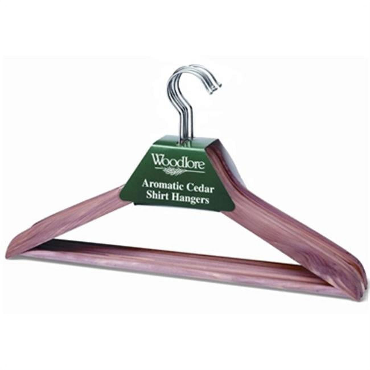 Aromatic Cedar Slim Shirt Hangers with Bar - Set of 10