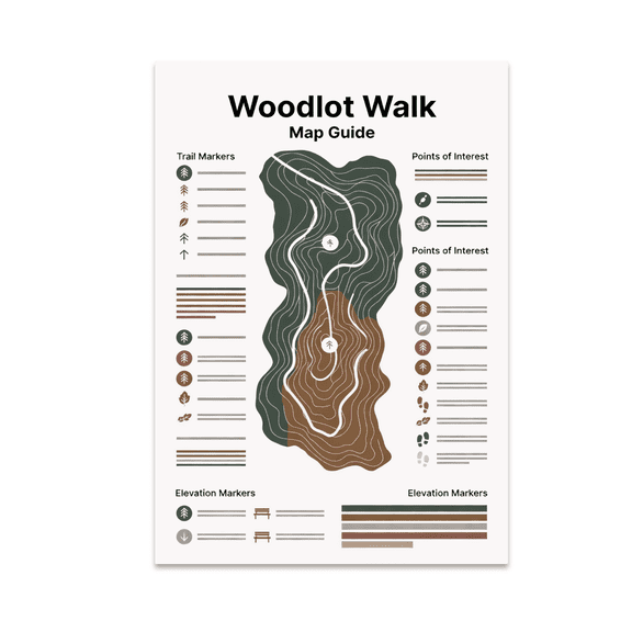Woodlot Walk Map Guide - Nature Enthusiast - 13x19 Poster Print