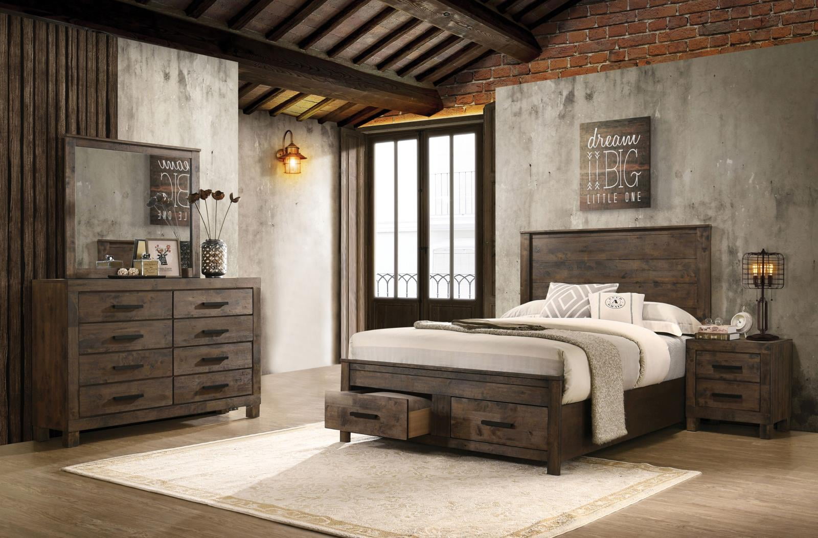 Woodmont 4-piece Queen Platform Bedroom Set Rustic Golden Brown ...