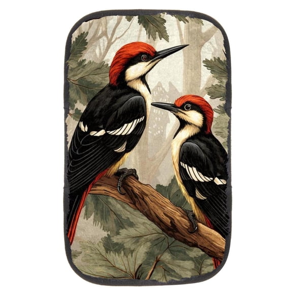 Woodpecker 12.5x8.2 Inch Soft Comfortable Furry Printed Car Armrest Cover Pad Mat